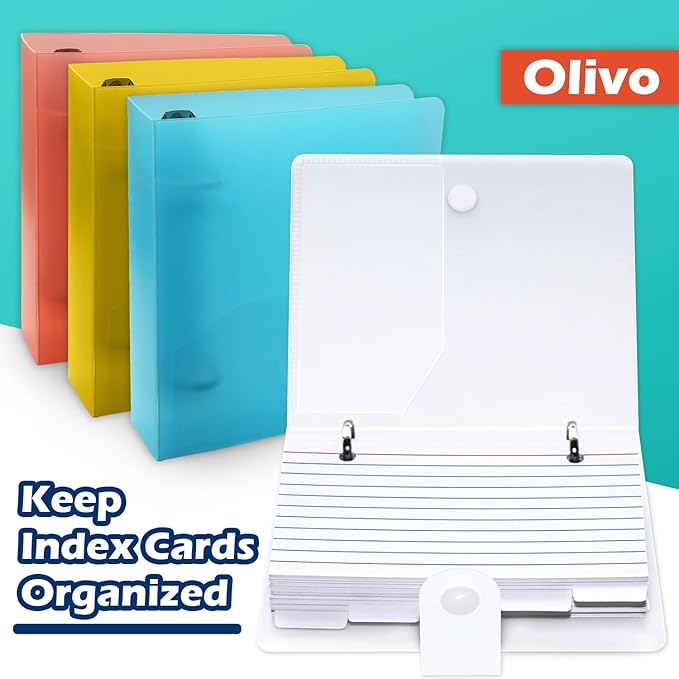 3x5 Lined Index Cards with Ring Binder Holder and Dividers, 100 Ruled Cards - Image 2