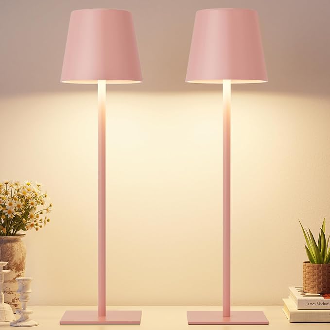 Kakanuo Pink Cordless Rechargeable Table Lamp, 2 Pack Portable Desk Lamp - Image 6