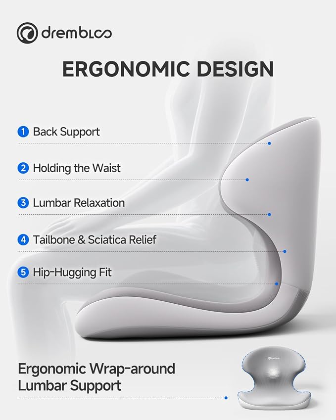 Seat Cushion for Office Chair, Lumbar Support Pillow for Car, Premium Memory - Image 3