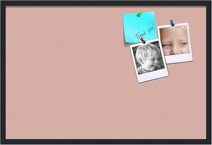 PinPix 36x24 Inch Cork Bulletin Board. This Decorative Framed Pin Board Comes with Pink Pastel Design and a Satin Black Frame. Ideal for Home Office Decor or Message Board (PinPix-1813)-DeskLoop Office