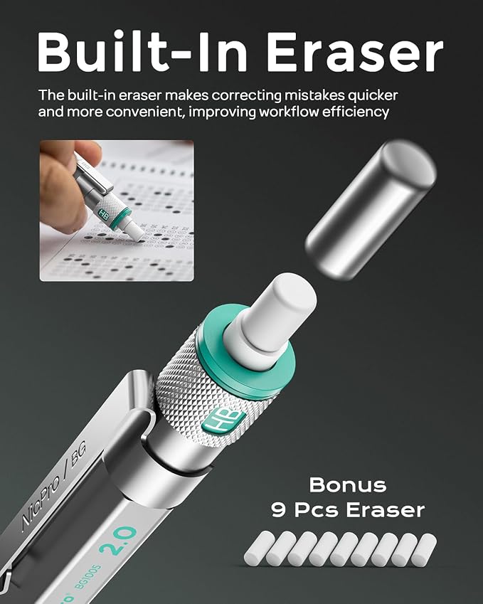 Nicpro 3 Pack Blocky Gear 2.0 mm Metal Mechanical Pencils Set - Image 3