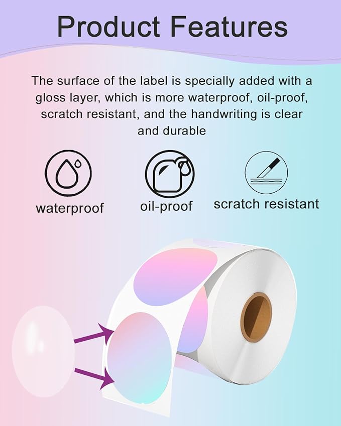 3 inch Round Thermal Labels, Thermal Printer Labels use for Barcode, Shipping, Customized, Circle Direct Thermal Stickers 500 Labels for Printer, 3 Color-DeskLoop Office