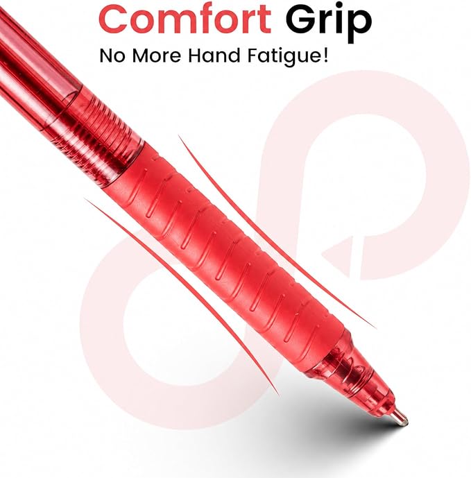 Sooez 40 Pack Bulk Pens Ballpoint, Retractable Red Ink Pens, Smooth Writing Pens - Image 3