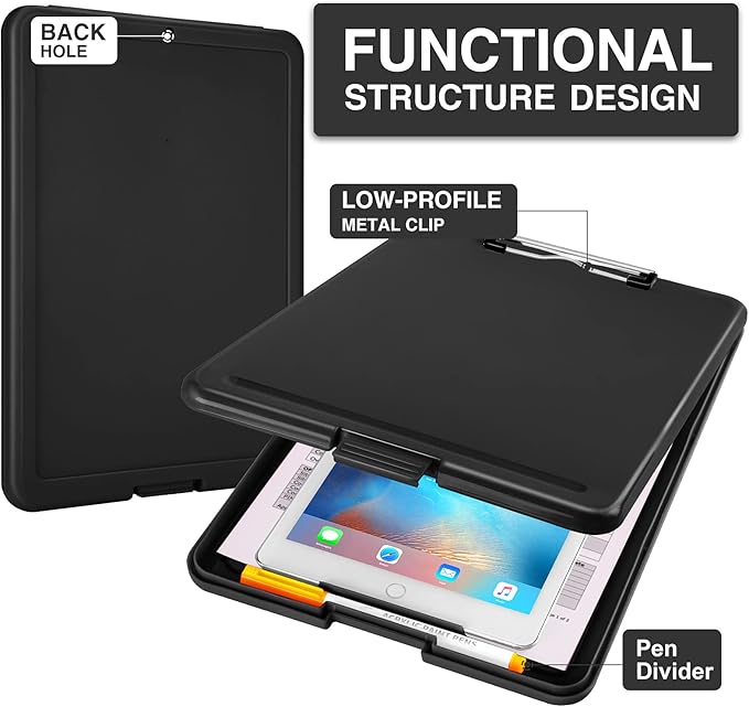 Sooez Clipboard with Storage, Plastic Storage Clipboards with Low Profile Clip - Image 3