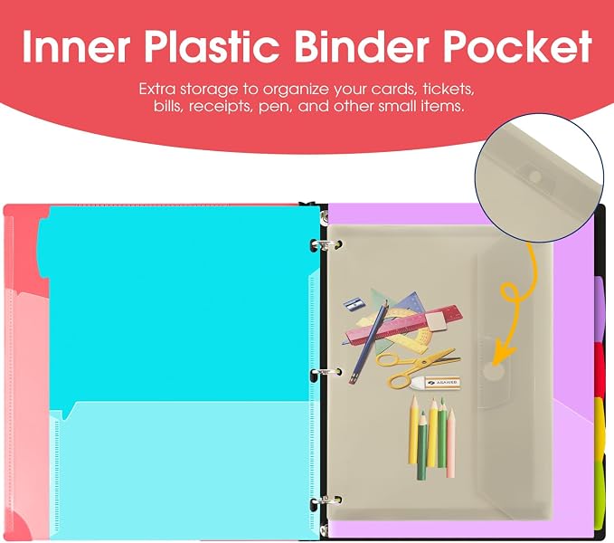 INFUN Telescoping Project Organizer Binder, 13 Pocket, Customizable Front Cover - Image 5