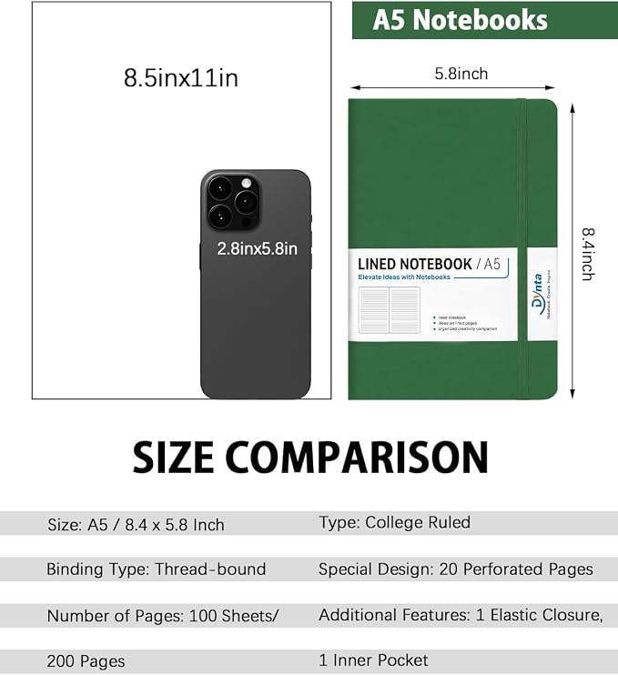 Dynta Hardcover Journal Notebooks, 10 Packs A5 Lined Journals Bulk - Image 2