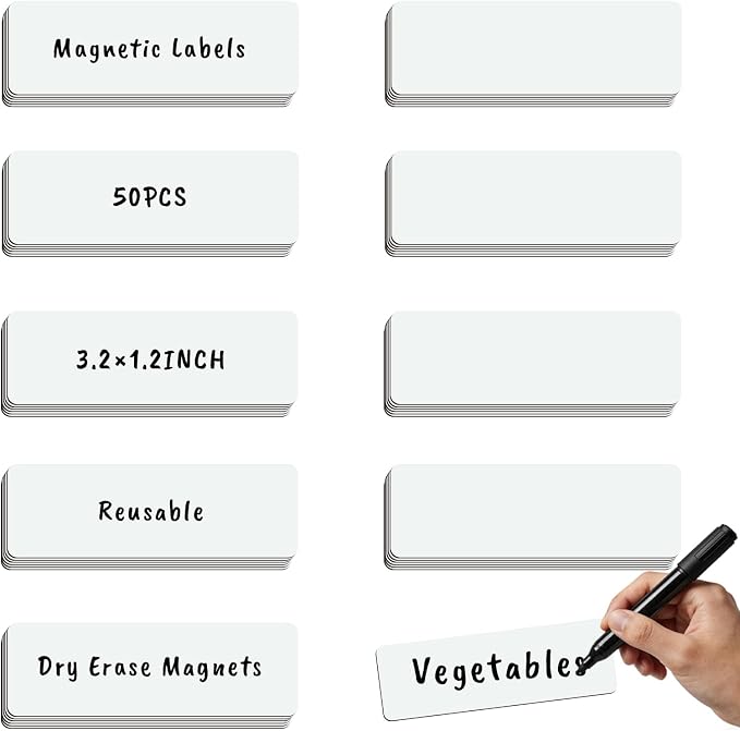 50Pcs Magnetic Dry Erase Labels Whiteboard Magnets Size 3.2"x1.2" Magnetic by Unknown
