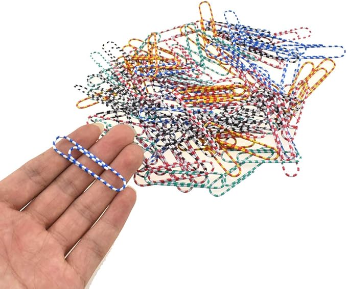 HAHIYO Paper Clips 2 inches Length Striped Paperclips Vinyl Coated Prevent by HAHIYO