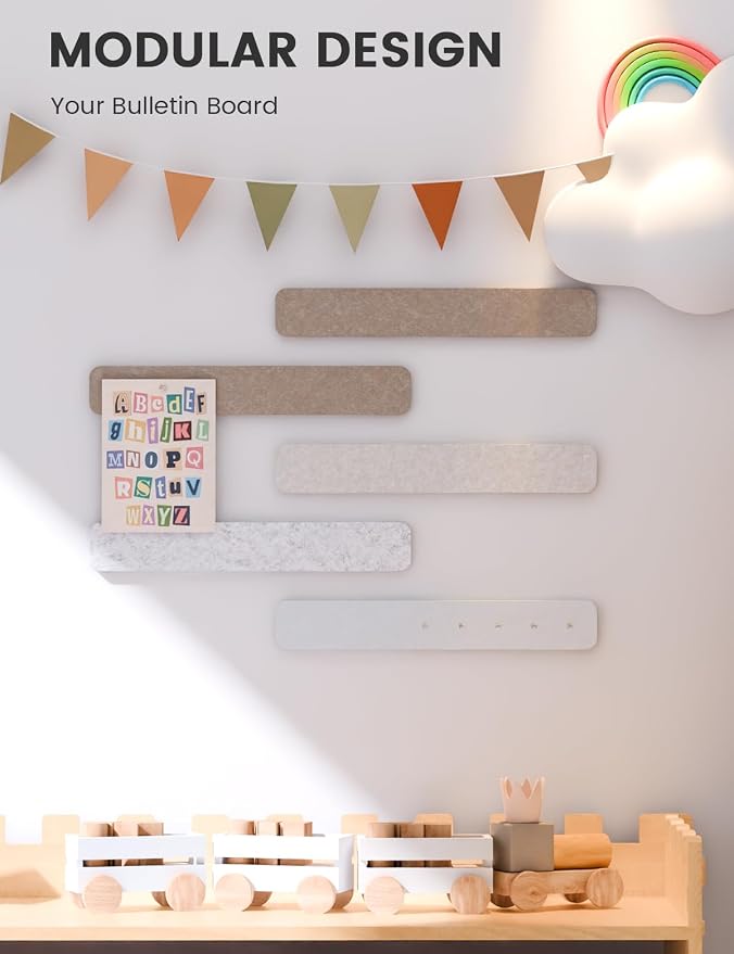 Fluxynara Cork Board Alternative Felt Strip Board 5-Pack 13"x2", Office Pin - Image 5