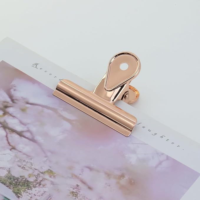 Xiaoyztan Mini Clips, 65mm Wide Rose Gold Bulldog Clips Paper Clip Binder Bull - Image 5