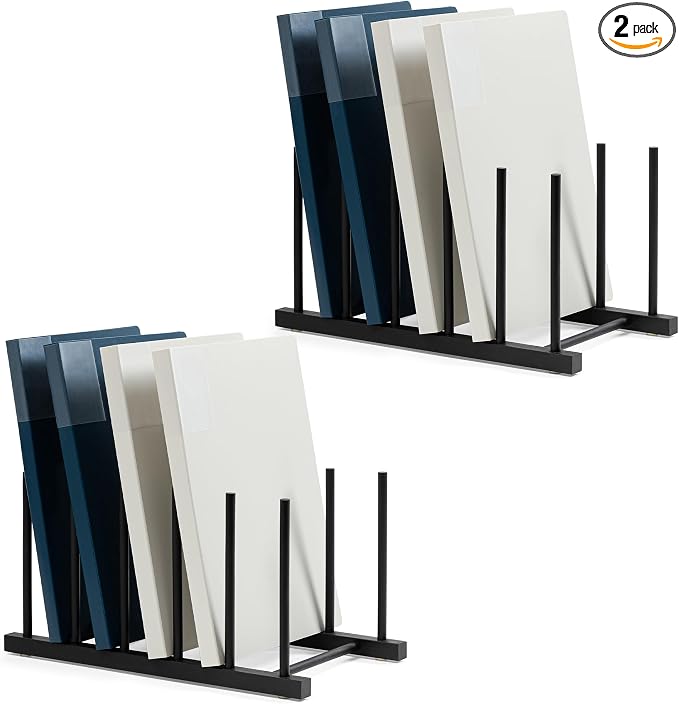 HBlife Black Desk File Organizer 5 Section Vertical File Sorter, 2 Pack Bamboo by HBlife