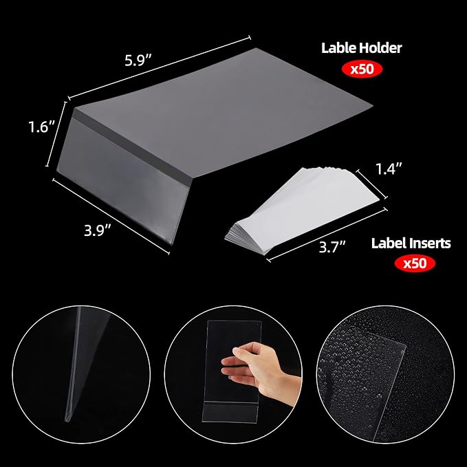 LoveBB 50 Pcs Library Shelf Label Holders 7.6 x 4 Inch Moveable Shelf Markers - Image 2