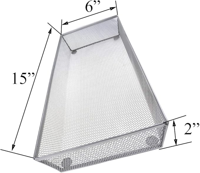 HAHIYO Stackable Mesh Tray Cup 15 x 6 x 2 inches Sturdy Container for Desk Drawer Organizer Collection for Home Office School kitchen Soft Foam Feet No Sharp Edges 1 Pack Silver-DeskLoop Office