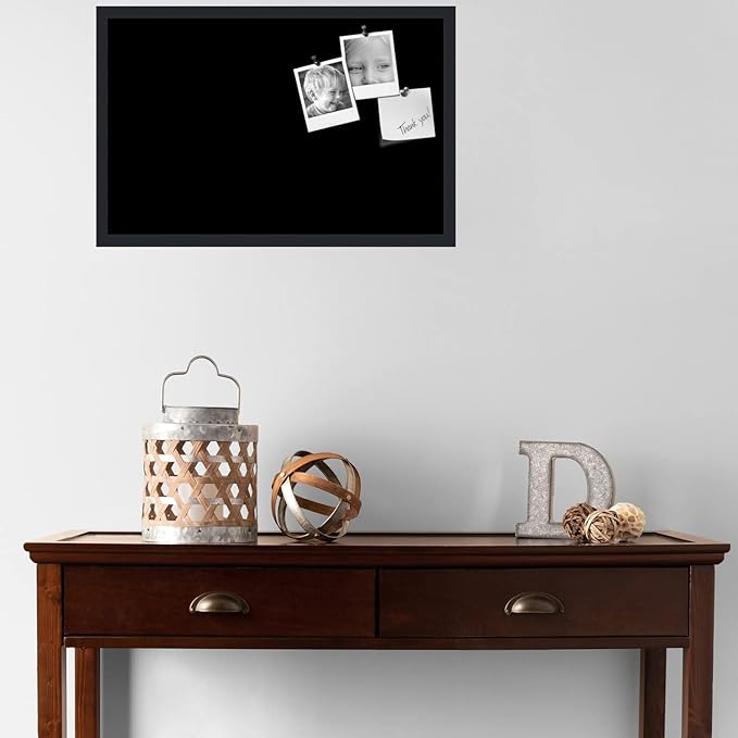 PinPix 28x18 Inch Cork Bulletin Board. This Decorative Framed Pin Board Comes with Solid Black Design and a Satin Black Frame. Ideal for Home Office Decor or Message Board (PinPix-622)-DeskLoop Office