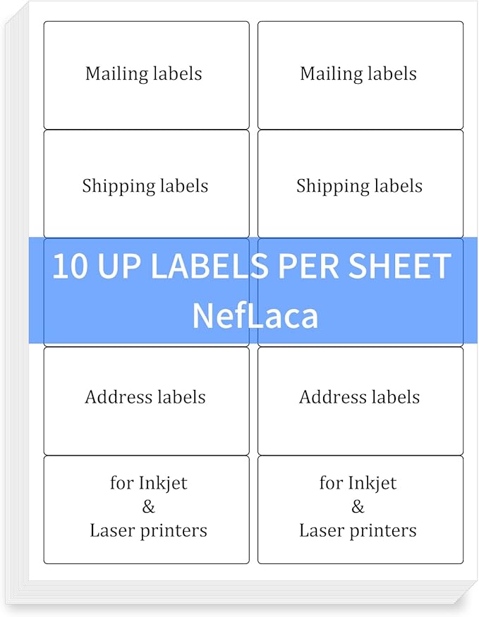 100 Sheets 2"x4" Shipping Address Labels, 10-UP Blank Mailing Labels, White Self-Adhesive Customized Stickers for Inkjet and Laser Printer-DeskLoop Office