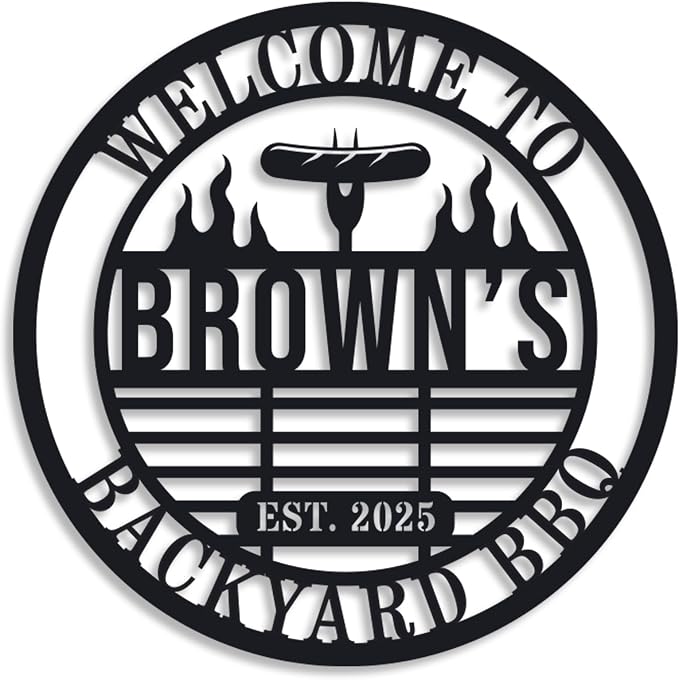 Personalized BBQ Grill Name Sign Custom Grill Sign Outdoor Kitchen Decor Grill by ENFODREAM