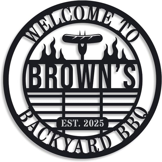 Personalized BBQ Grill Name Sign Custom Grill Sign Outdoor Kitchen Decor Grill by ENFODREAM