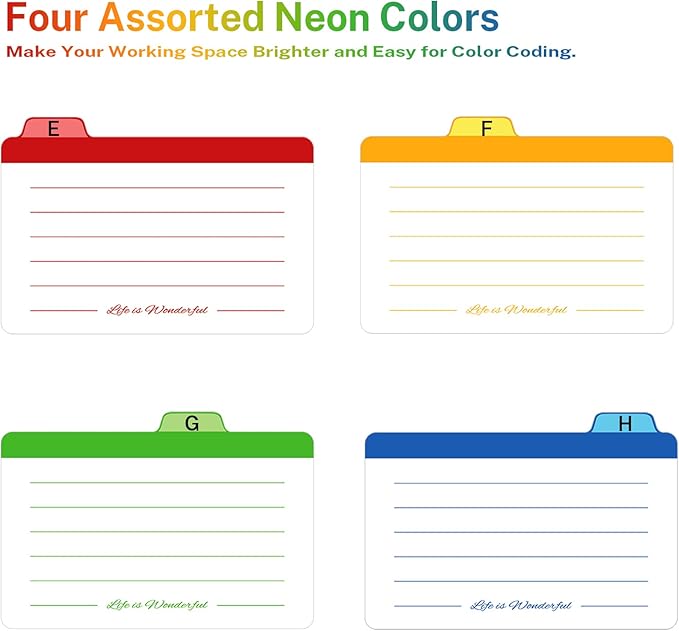 Neando 4 x 6 inches Index Card Dividers, Alphabetical Tabbed Index Cards Guides - Image 4