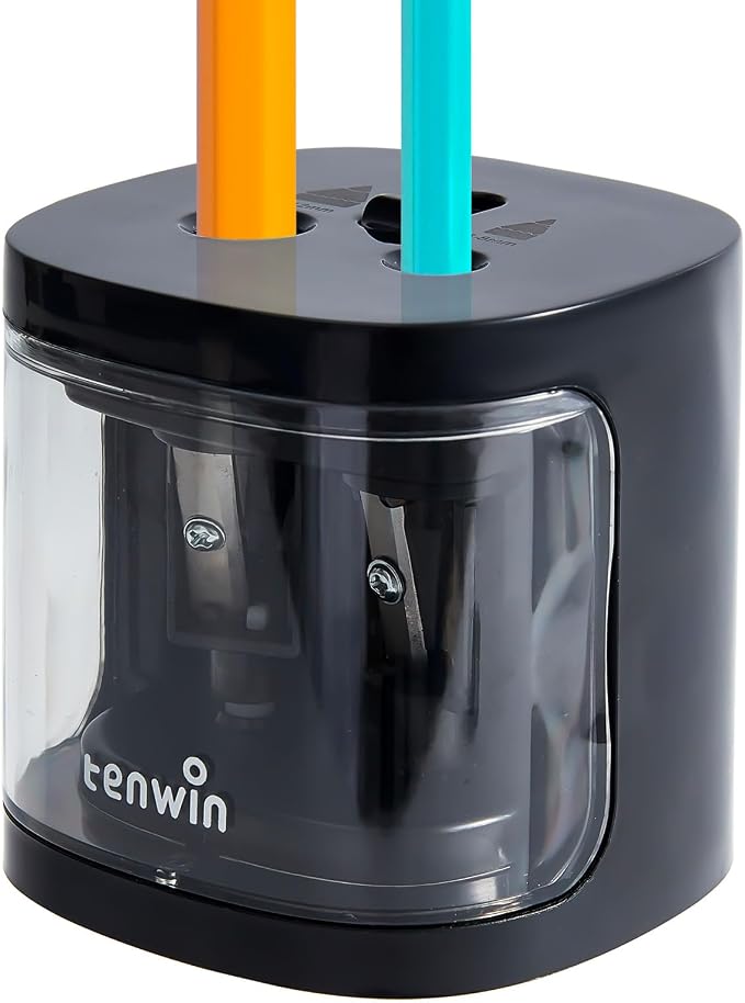 tenwin Electric Pencil Sharpener, Dual Hole Pencil Sharpeners Battery Powered by tenwinOFFICE
