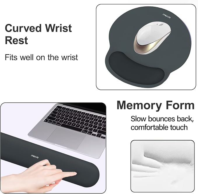 MOSISO Wrist Rest Support for Mouse Pad&Keyboard Set, Circle Curved Ergonomic - Image 4