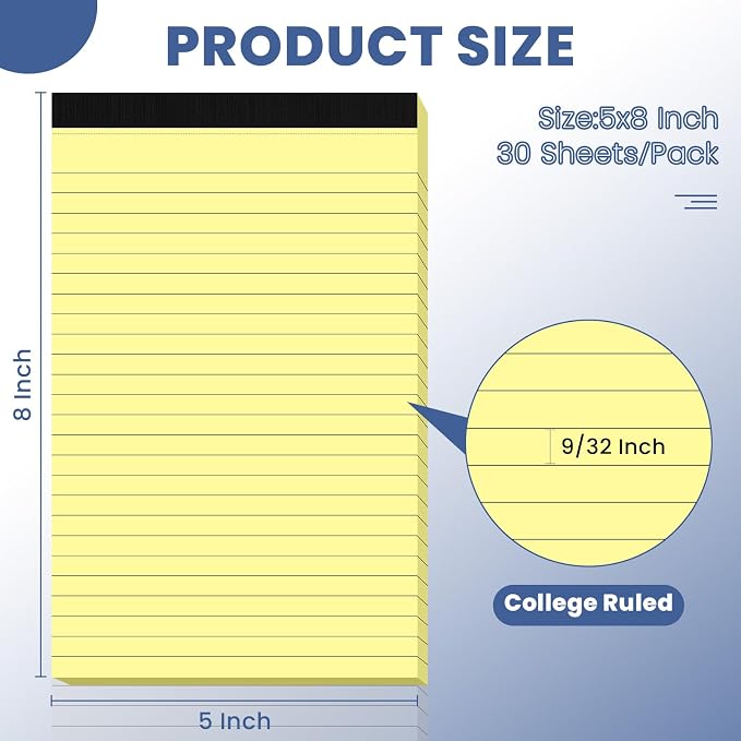 6pcs Small Note Pads, Writing Pads 5 x 8, Legal Pads, Pad Paper Perforate - Image 2
