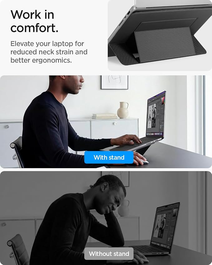 Spigen Slim Fold Portable Laptop Stand Foldable Ergonomic Angle Lift Anti-Slip - Image 4