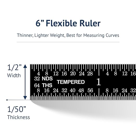 PEC Tools 6-inch Flexible Metal Ruler, High Contrast Machinist Rule, 4R - Image 8