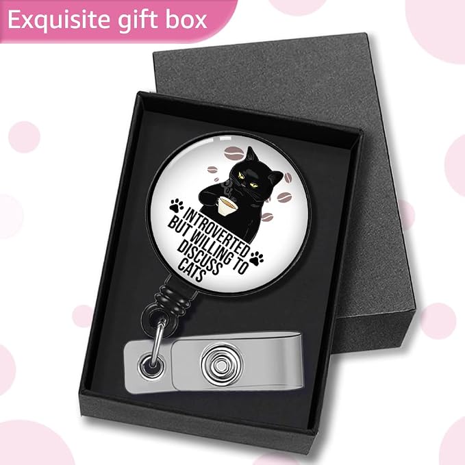 Introverted But Willing to Discuss Cats Badge Reel Retractable - Image 4