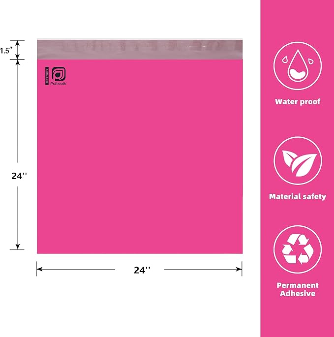 POLYSELLS 200 pcs 24x24 Inches Pink Poly Mailers Shipping Envelopes, Strong - Image 2