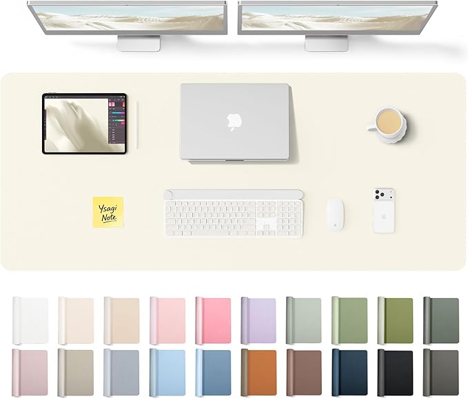YSAGi Leather Desk Pad Protector, Office Desk Mat, Large Mouse Pad, Non-Slip PU by YSAGi