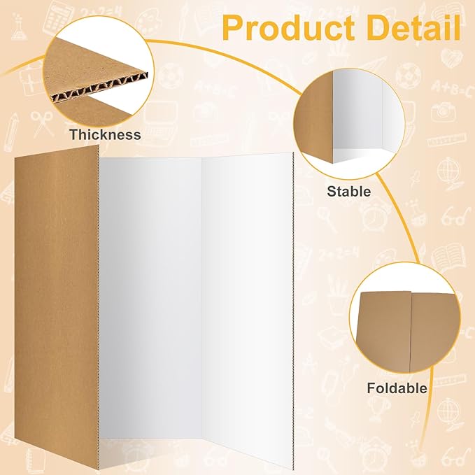 Trifold Poster Board 36"x48", White Extra Large Corrugated Display Board Foldable Board for School Projects, Science Fair, Business Presentations, Photo Displays, Graduation Exhibitions- 2 Pack-DeskLoop Office