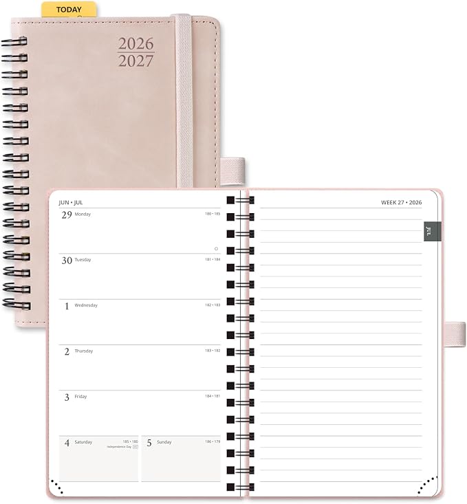 POPRUN Pocket Planner 2026-2027, Purse Size 4" x 6.25", Small Pocket Calendar by POPRUN