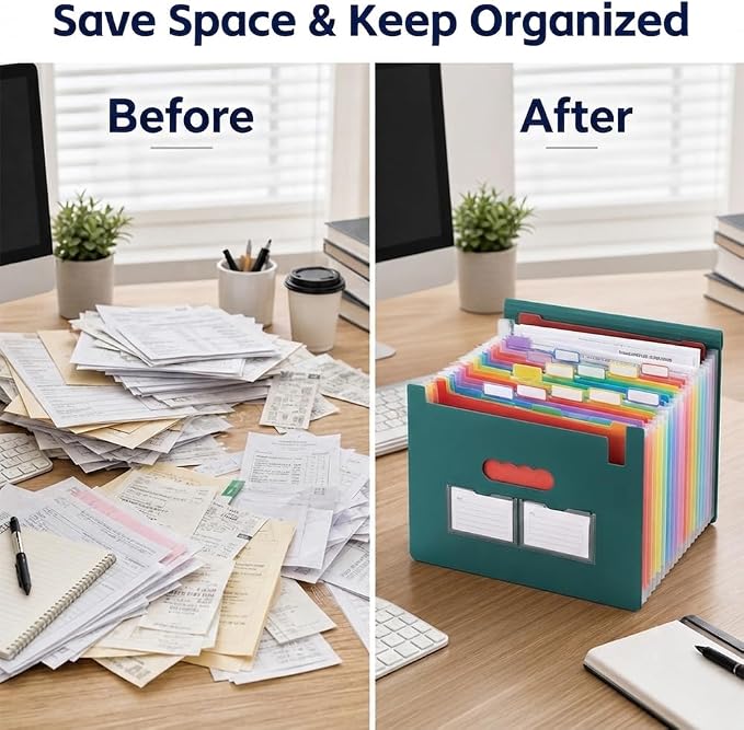 25 Pockets Accordion File Organizer, Portable Expanding File Folder - Image 6