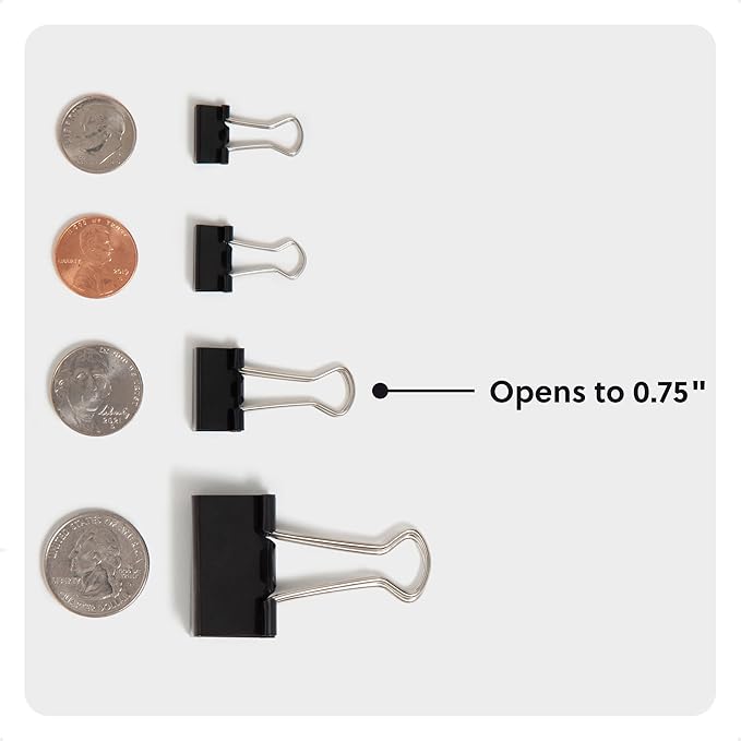 U Brands Binder Clips, 3/4 Inch Mini Metal Clamps - Image 5