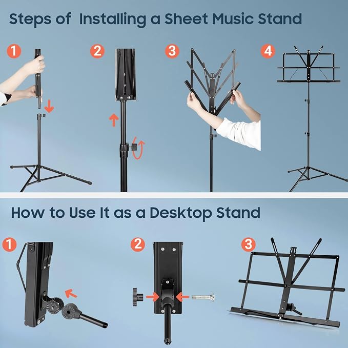 CAHAYA Dual-Use Reinforced Folding Sheet Music Stand - Image 5