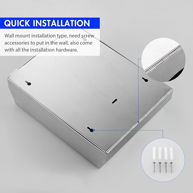 2 Packs Paper Towel Dispenser Wall Mount Commercial, Touchless Hand Towel Dispenser with Lock (Stainless Steel)-DeskLoop Office