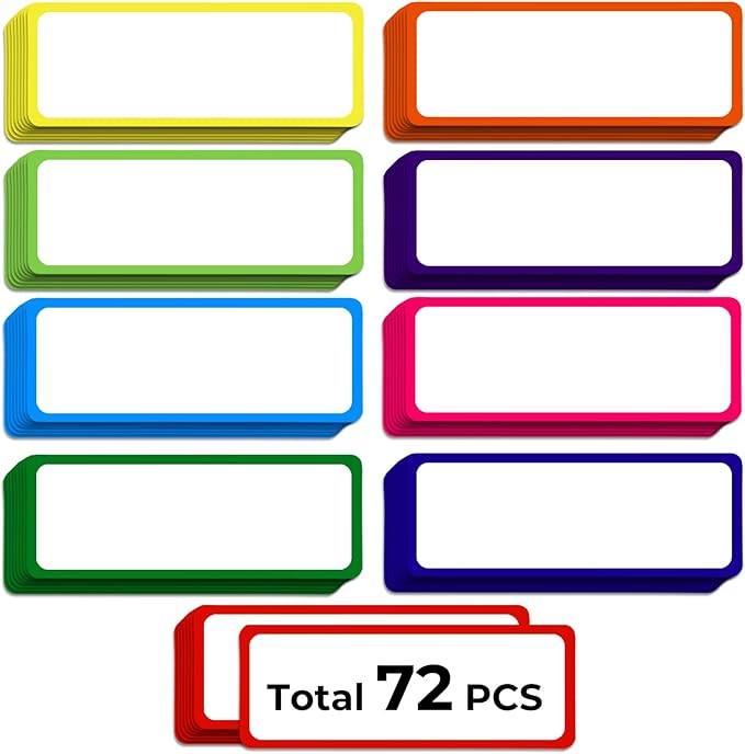 Utron 72PCS Magnetic Dry Erase Labels, 3.2"x1.2" Reusable Colorful Name Plates by Utron