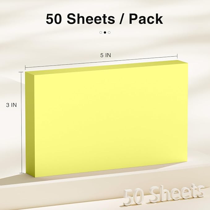 300 Count Blank Index Cards 3x5 Inch Yellow Flash Cards Colored Cardstock - Image 2