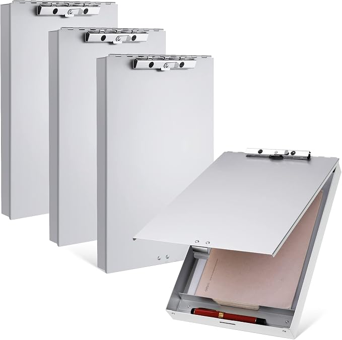 Seajan Aluminum Clipboard with Storage Metal Clip Board Folder Letter Size Form by Seajan