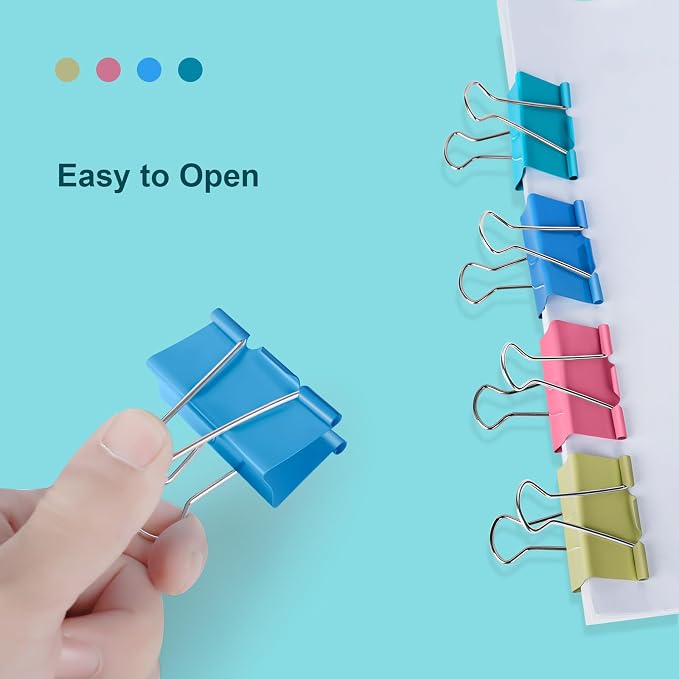 Ufmarine Large Binder Clips 1.6 inch Length, Colorful Paper Clips Large - Image 3