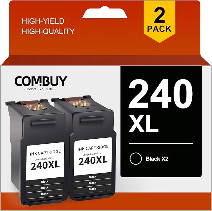 PG-240 XL 240XL Black Ink Cartridge Replacement for Canon 240XL 240XL PG-240XL PG240 Use for Canon MG3620 MG3600 TS5120 TS5100 MG2120 MG3520 MX452 MX512 MX472 MG2220 Printer (Black, 2 Pack)-DeskLoop Office