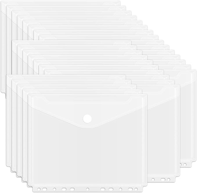 EOOUT 30Pcs Binder Folders, Binder Pockets, 11 Holes Clear Binder Organizer by EOOUT