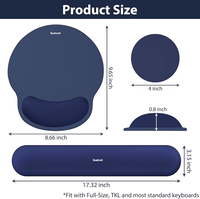 Sushret Mouse Pad and Keyboard Wrist Rest, 3-in-1 Gel Memory Foam Ergonomic - Image 7