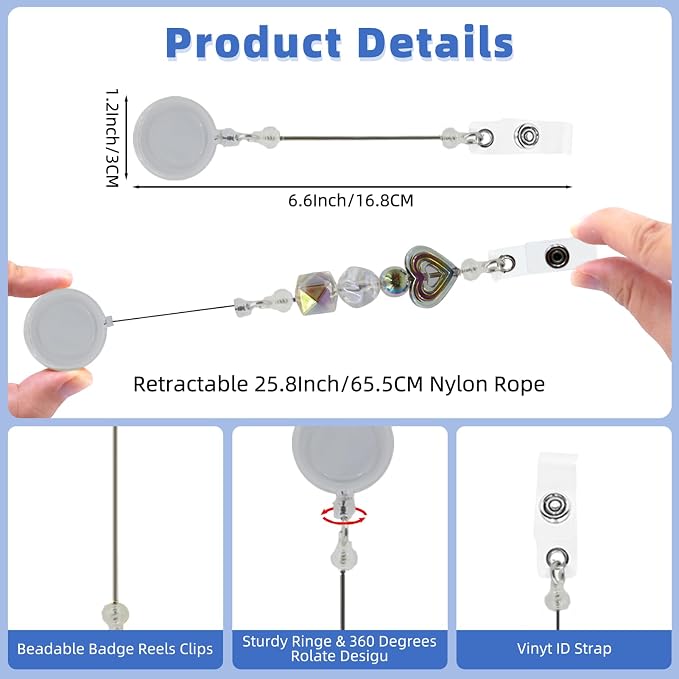 15pcs Beadable Badge Reels Making Kits - Image 7