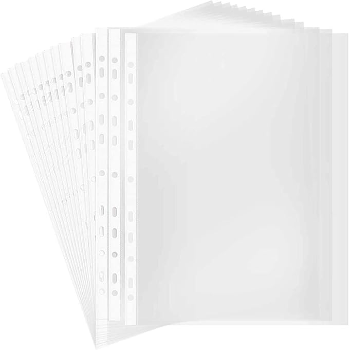 A4 Punched Pocket, Sheet Protectors, 100 Pages Clear Sheet Protectors by Ragyzity