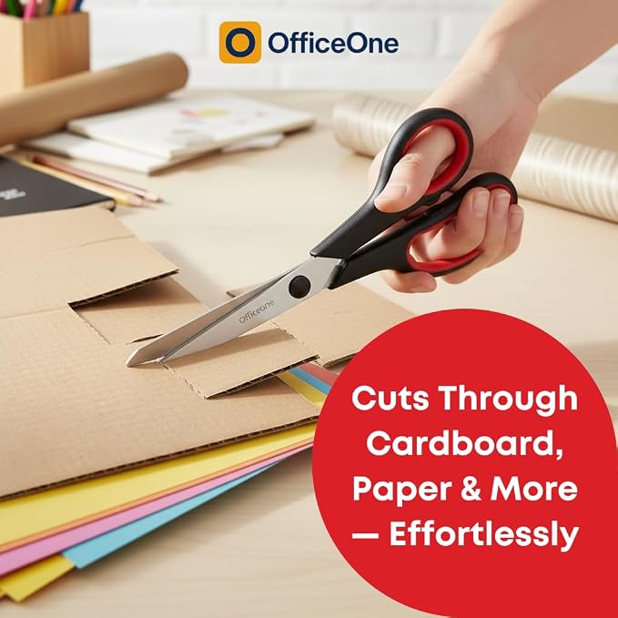 OfficeOne 3-Pack Heavy Duty Scissors 8" – Ultra Sharp Multipurpose Scissors - Image 2