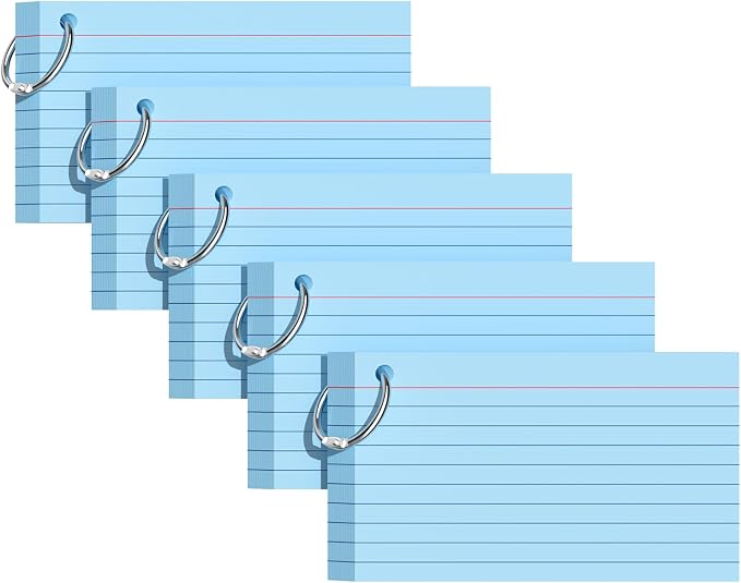 Index Cards 3x5 Inches, Punched Lined Study Card Ruled Flashcards Notecards by Glyanlee