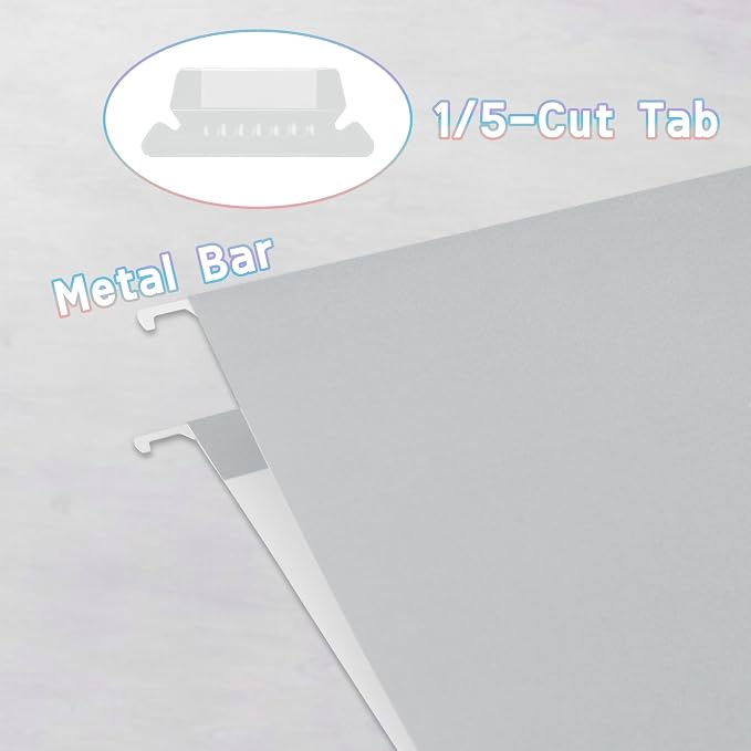 50 Packs Hanging File Folders Grey, Letter Size 8.5x11, Hanging File Folders - Image 3