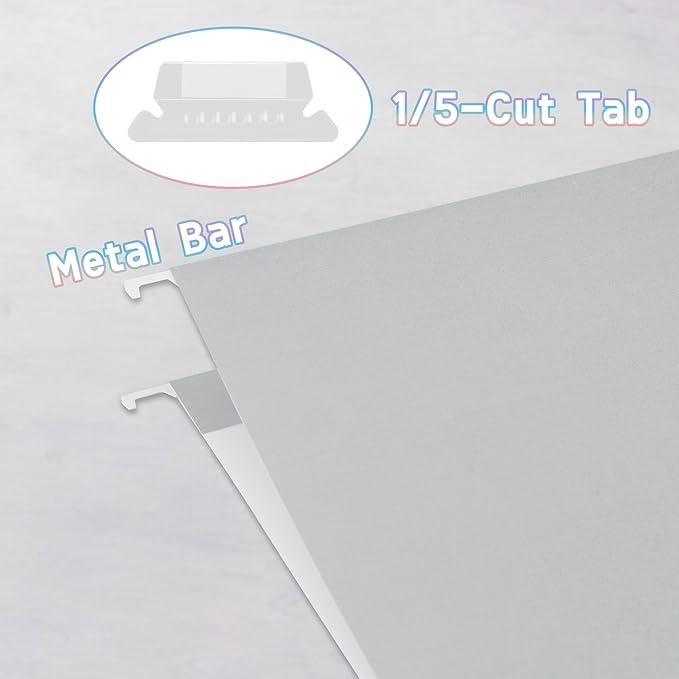 25 Packs Hanging File Folders Grey, Letter Size 8.5x11, Hanging File Folders - Image 3