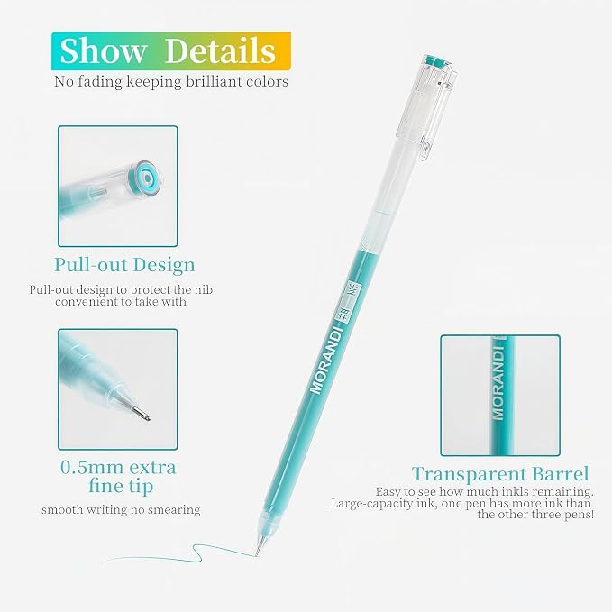 9 Colored Gel Pens Set, 0.6mm Fine Point - Image 5